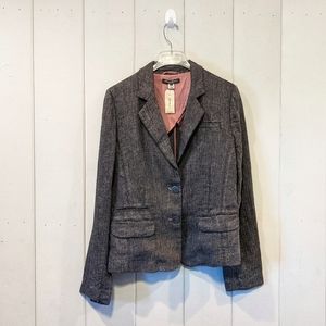 Eddie Bauer Linen Chevron Blazer with Pink Cotton Lining, Size 12T, New